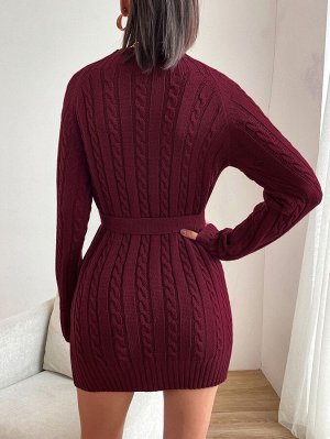 Платье-свитер вязаный с поясом