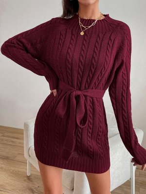 Платье-свитер вязаный с поясом