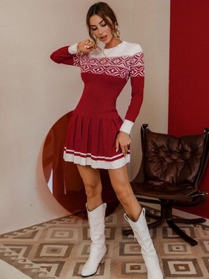 Glamaker Низ-оборка этнический стиль Повседневный Платья-свитеры