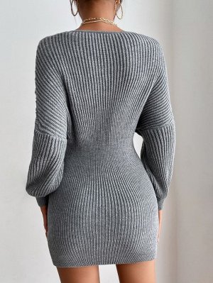 Платье-свитер с v-образным вырезом