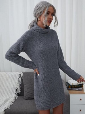 Платье-свитер с высоким воротником