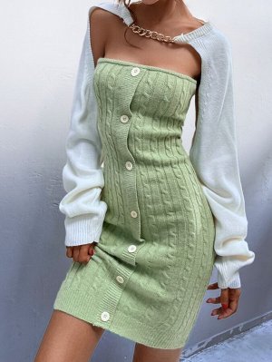 Платье-свитер с пуговицами без топа