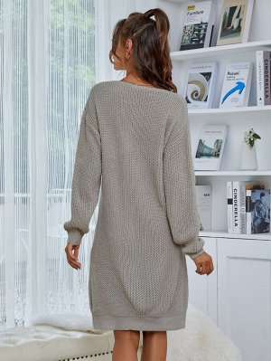 Платье-свитер рваный вязаный без пояса