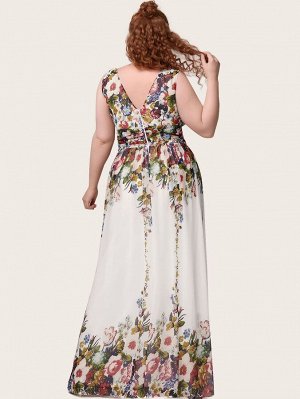 EVER-PRETTY Шифоновое платье размера плюс с цветочным принтом