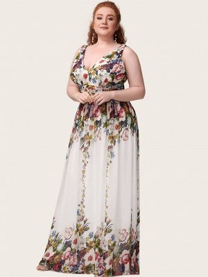 EVER-PRETTY Шифоновое платье размера плюс с цветочным принтом