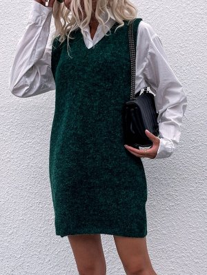 Платье-свитер без рукавов без пояса