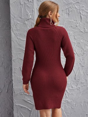 Разрез Одноцветный Элегантный Платья-свитеры