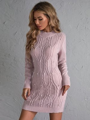 Платье-свитер с жемчугом