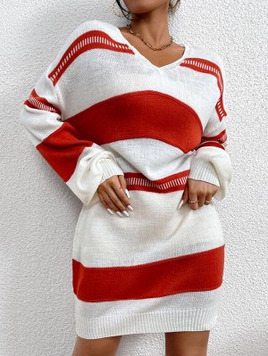 Платье-свитер в полоску