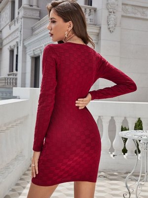 Текстурированное вязаное облегающее платье-свитер