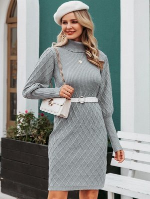 Simplee платье-свитер с высоким воротником без пояса
