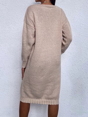 SheIn Одноцветный Повседневный Женские платья свитера