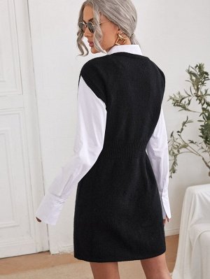 SheIn Платье-свитер с v-образным вырезом