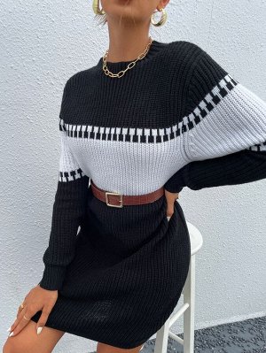 Платье-свитер двухцветный