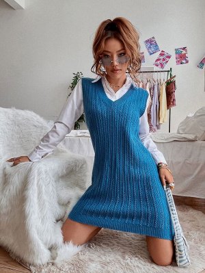 1шт Платье-свитер вязаный