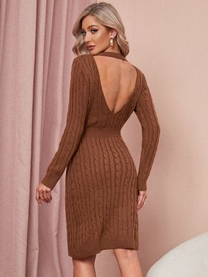 SheIn Однотонное вязаное платье-свитер