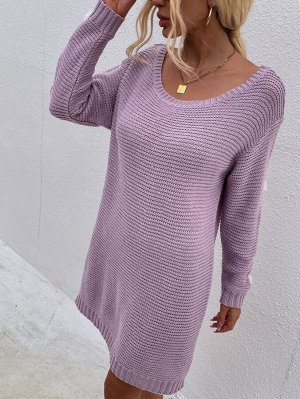 Платье-свитер с круглым вырезом без пояса