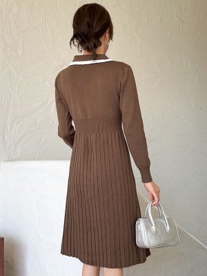 DAZY Платье-свитер ажурной вышивкой в рубчик