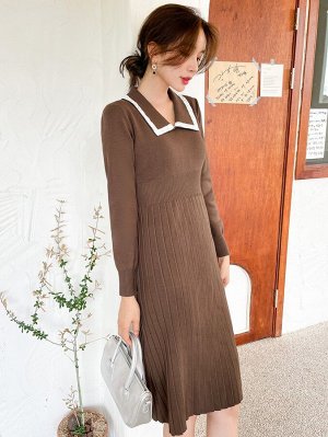 DAZY Платье-свитер ажурной вышивкой в рубчик