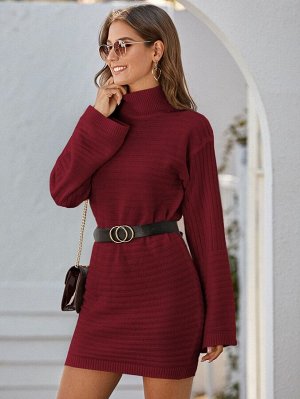 Платье-свитер с высоким вырезом без пояса