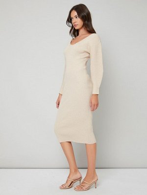BASICS Платье-свитер с v-образным вырезом с рукавами-фонариками