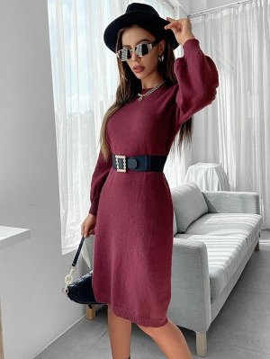 Одноцветный Элегантный Женские платья свитера