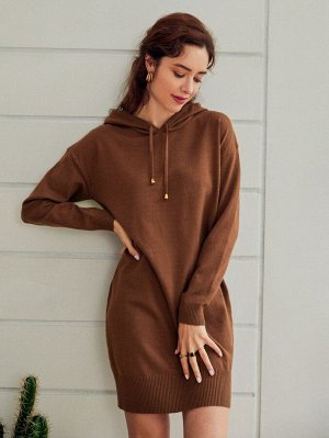 Simplee платье-свитер с капюшоном на кулиске без пояса