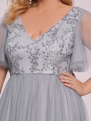 EVER-PRETTY Сетчатое платье  с блестками с рукавами-бабочками  для размера плюс