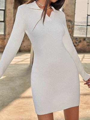 Облегающее платье-свитер в рубчик