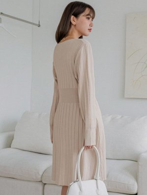 DAZY Платье-свитер с пуговицами в рубчик