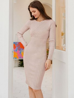 Simplee Вязаное платье-свитер в рубчик без сумки