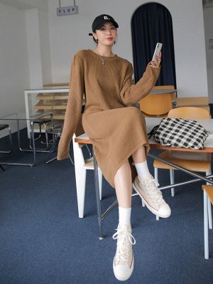 DAZY Вязаное платье-свитер в рубчик