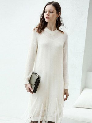 AMII Платье-свитер с бахромой