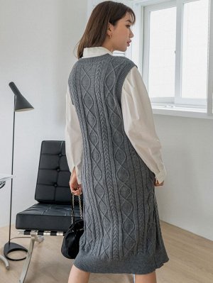 DAZY Платье-свитер с узором аргайл без рукавов