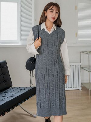 DAZY Платье-свитер с узором аргайл без рукавов