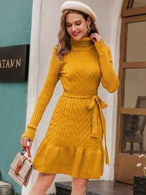 Simplee Низ-оборка Одноцветный Элегантный Платья-свитеры