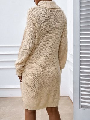 Платье-свитер вязаный с высоким воротником