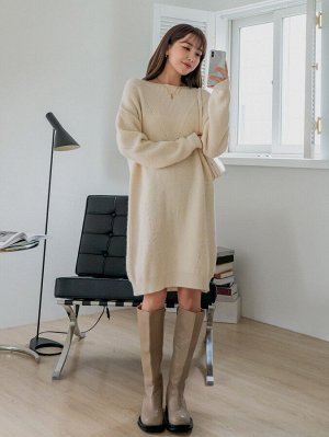 DAZY Вязаное платье-свитер с оригинальным рукавом