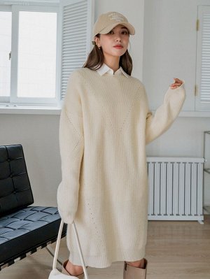 DAZY Вязаное платье-свитер с оригинальным рукавом