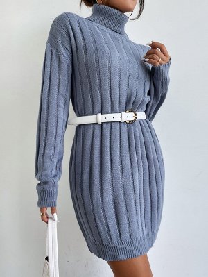 Облегающее платье-свитер из трикотажа в рубчик