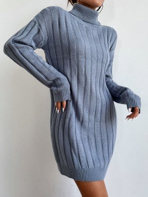 Облегающее платье-свитер из трикотажа в рубчик