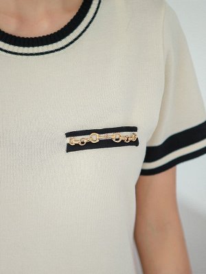 DAZY Платье-свитер в полоску с цепочкой