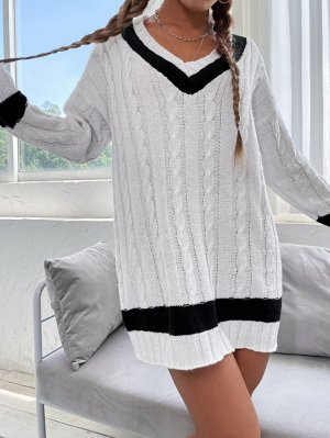 Вязаное платье-свитер без пояса