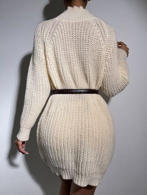 SheIn Платье-свитер с воротником-стойкой с рукавом-реглан без пояса
