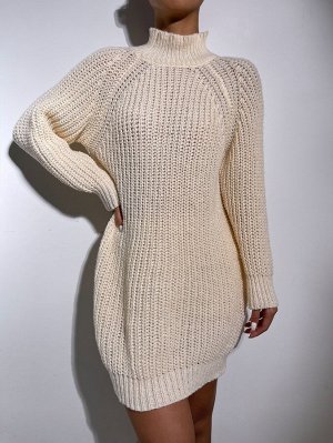 SheIn Платье-свитер с воротником-стойкой с рукавом-реглан без пояса