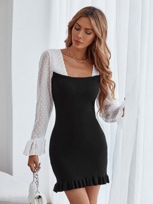 Платье-свитер с оборками