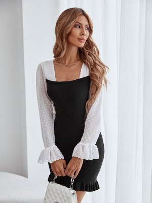 Платье-свитер с оборками