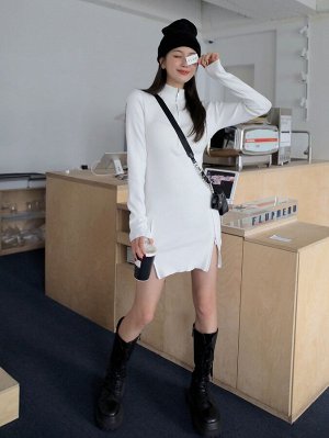 DAZY Платье-свитер с молнией с воротником-стойкой