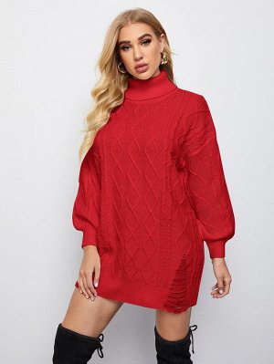 Рваное платье-свитер без пояса