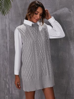 Платье-свитер вязаный без рукавов без пояса